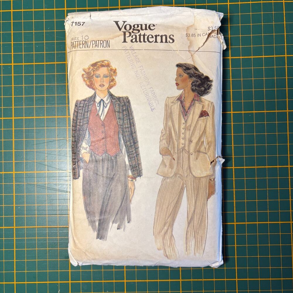 Vintage Vogue #7157 Jacket or Vest Sewing Pattern/ Size 10 Bust 32.5" Annie Hall